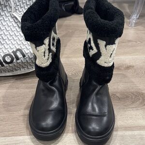 Stylish Black Boots with LV detail